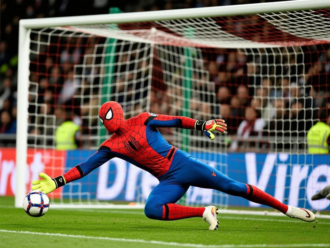 红衣守门员上演蜘蛛侠式扑救名场面